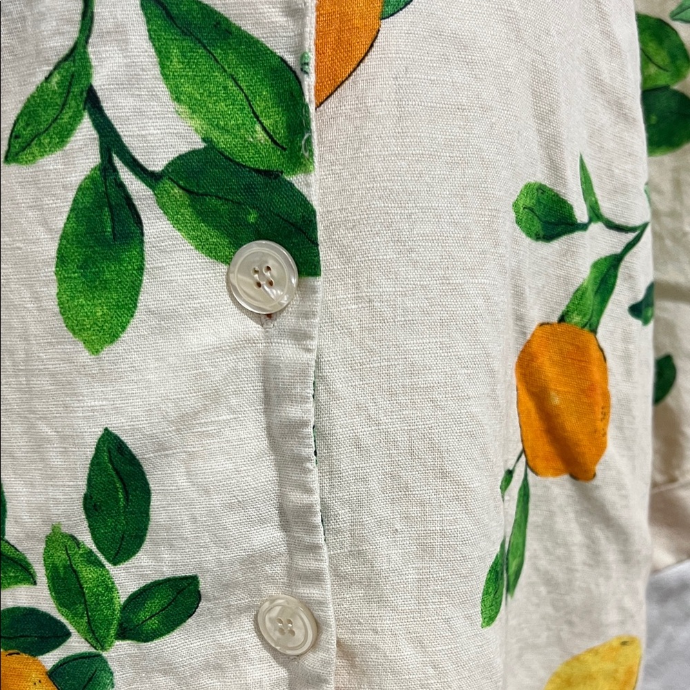 Zara Lemon Print Dress Shirt with White and Yellow Accents - Picture 5 of 11